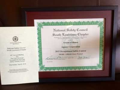 18Aqueos National Safety Council Certificate