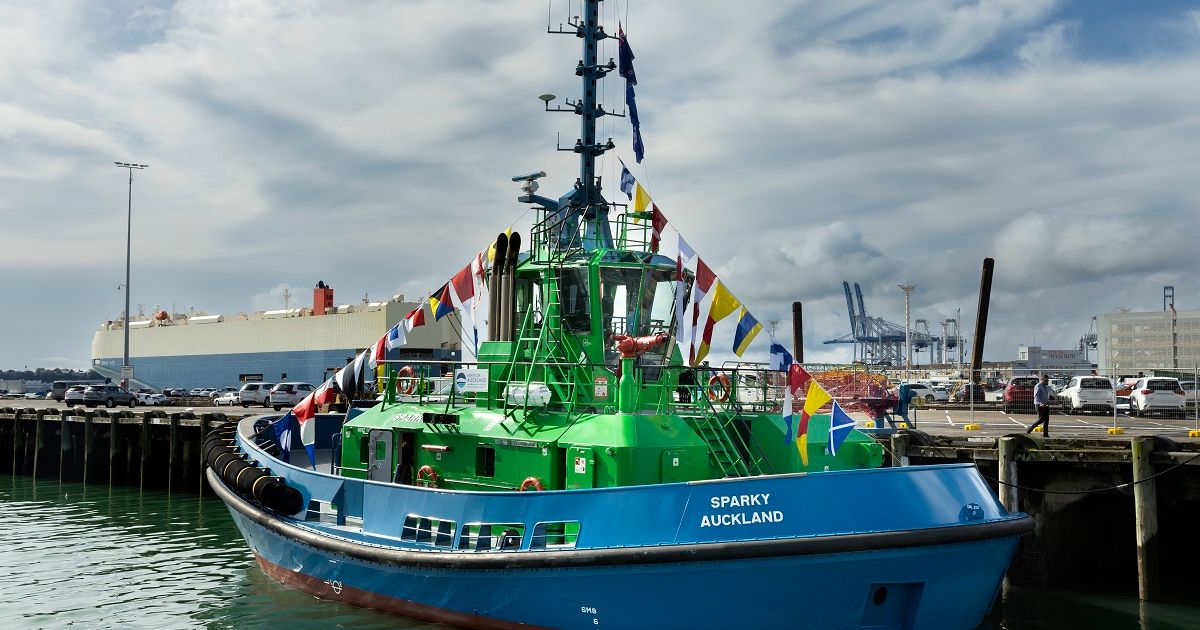 Damen’s First All-Electric Tug Sparky  Delivered to Ports of Auckland